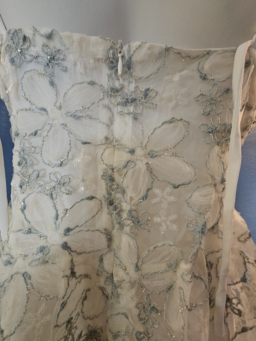 Floral Lace Spaghetti Strap Slip Dress - Ivory - Picture 9 of 13